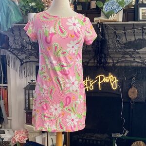 Lilly Pulitzer Pink Green Sheath Dress Crew Neck Resort